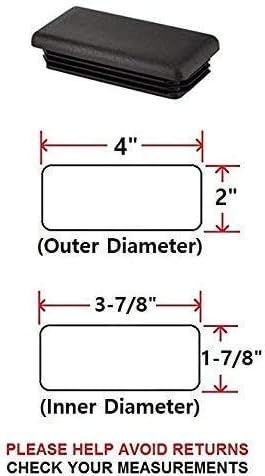 (Set of 8) 2"x 4"OD Rectangular Tube Plug, Non-Slip Plastic Tubing End Cap, Furniture Chair Leg Caps, Chair Insert Glides|Finishing Plug for Chair Table Stool Leg Fence Post Pipe(Black,50x100 mm