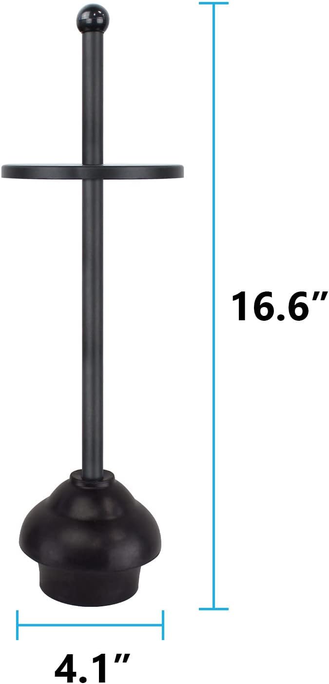Blue Donuts Toilet Plunger with Holder for Bathroom, Multi Drain Suitable Also for Bathtubs, Quick Dry, Black