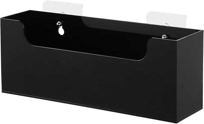 Homaisson Clear Acrylic Mail Holder Box for Desk or Wall Mount, Mail Organizer Countertop, Modern Wall Mounted or Tabletop Mailbox, Letter Storage Organizer Box (Black)