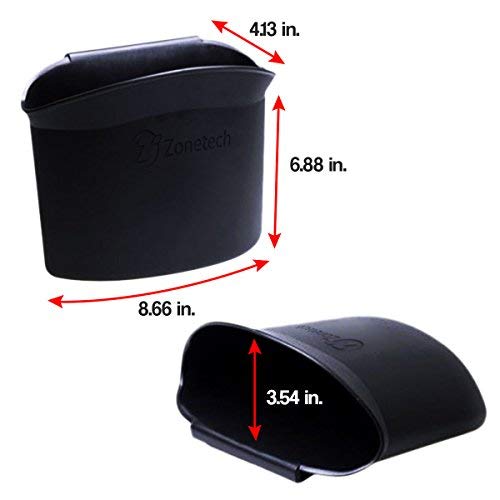 ZONETECH Portable Hanging Mini Car Garbage Can – Classic Black Trash Container - Premium Quality Automotive Universal Compact Traveling Wastebasket for Vehicle,Office,Home (2-Pack)
