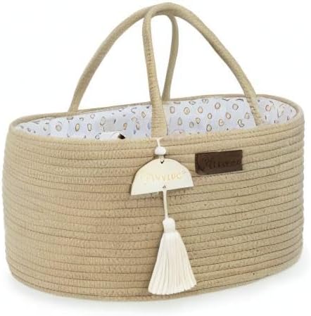 Baby Diaper Caddy Organizer, Portable Nursery Storage Basket with Sturdy Handle Diaper Caddy Basket, Car Caddy for Diapers and Baby Wipes, Newborn Essentials