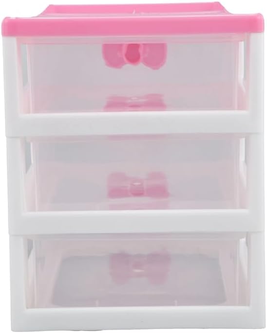 Lovely Girls Multi-layers Desktop Plastic Storage Box Cute Locker Decor Mini Drawer Organizer, Cute Plastic Dresser Kawaii Drawers for Bathroom, Dorm, Desk, Home, Office (Pink 3 Layers)
