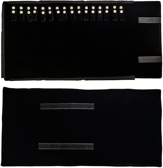 Velet Travel Jewelry Case Roll Bag Organizer for Necklace Bracelet Black Gray Velvet (Black Velvet)