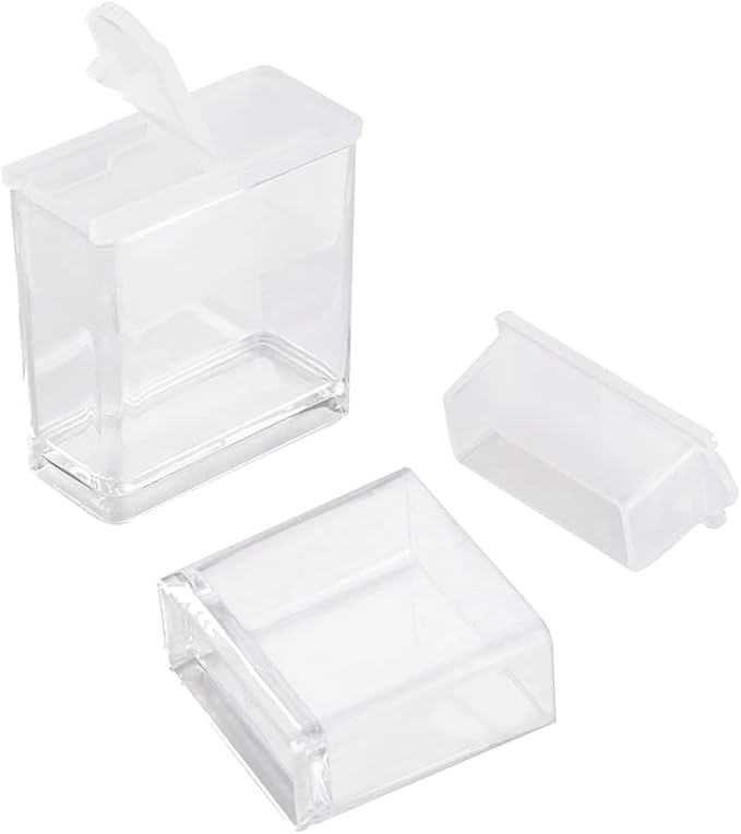 FASHEWELRY 20Pcs 1x1” Plastic Flip Top Seed Bead Small Storage Containers Diamond Painting Box Rectangle Transparent Box Organizers for 5D Embroidery Diamond drill, Nail art & Glitter