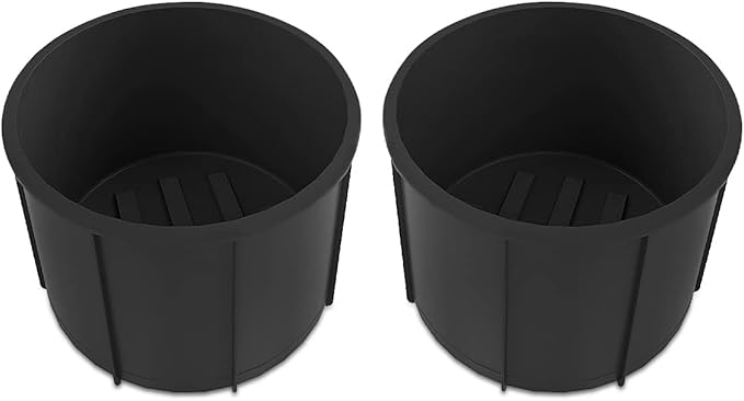 Rear of Center Console Cup Holder for Ford F150 2009-2014 with Flow Through Console Cup Holder Replacement Insert for F150 TPE Drink Bottle Holder 2PCS (with Flow Through Console)