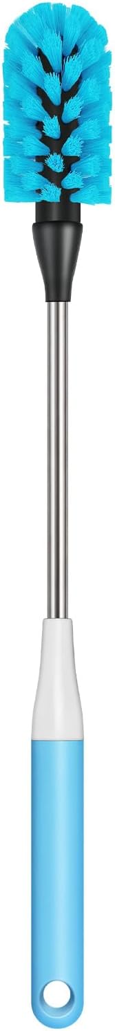 Water Bottle Brush, 15 Inches Bottles Brush, Long Handle Water Bottle Cleaner Brush, Kitchen Cup Brush Built for Cleaning Cup, Wine Glasses, Coffee Mugs, Tumblers, Wine Decanters, Blue