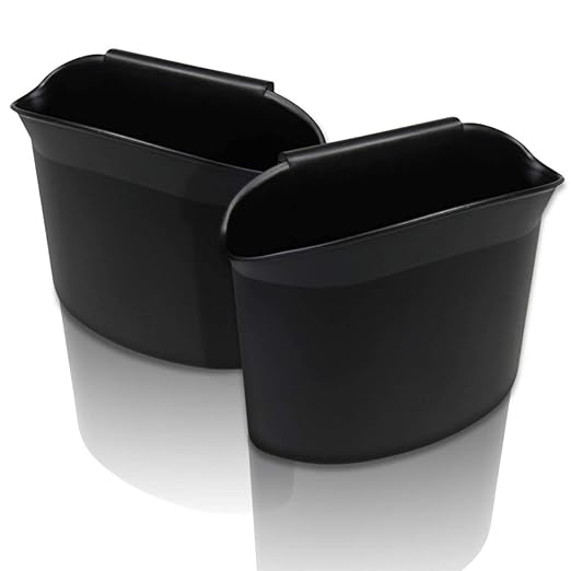 ZONETECH Portable Hanging Mini Car Garbage Can – Classic Black Trash Container - Premium Quality Automotive Universal Compact Traveling Wastebasket for Vehicle,Office,Home (2-Pack)