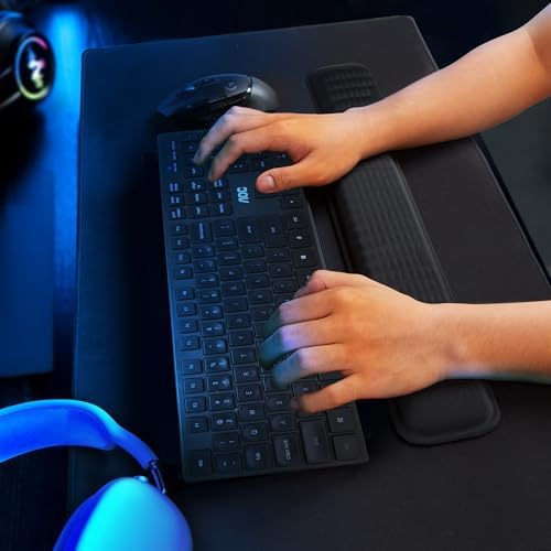 MEKASS Ergonomic Wrist Rest for Keyboard and Mouse, Soft Memory Foam Keyboard Wrist Rest Set with Non-Slip Silicone Base, Easy Typing, Pain Relief, Comfort for Office, Work, Gaming (White)