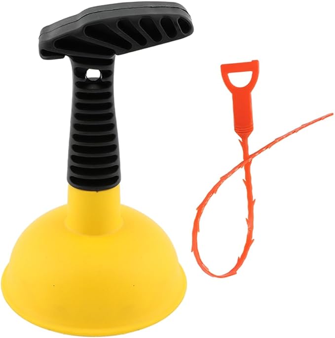 Sink Plunger, Mini Plunger with Short Handle & Drain Clog Remover, Easy to Use Powerful Unclogging Tool for Kitchen Sink, Shower Tub, Bathroom Drains, Bath