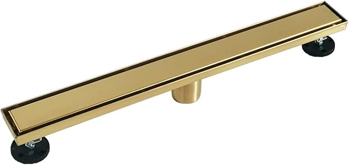 Neodrain 48-Inch Gold Linear Shower Drain, 2-in-1 Flat & Tile Insert Cover, Stainless Steel Linear Drain, Brushed Brass Rectangle Shower Floor Drain with Hair Strainer, CUPC Certified