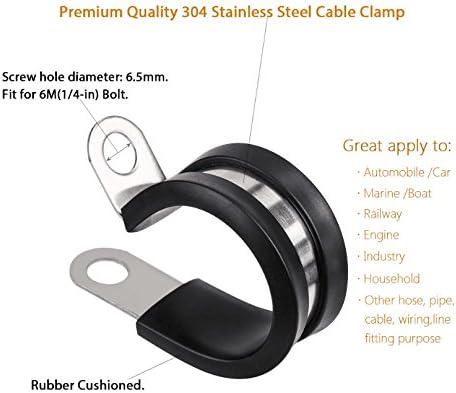 LOKMAN 20 Pack 5/16 Inch Stainless Steel Cable Clamp, Rubber Cushioned Insulated Metal Clamp, Tube Holder for Tube, Pipe or Wire Cord Installation