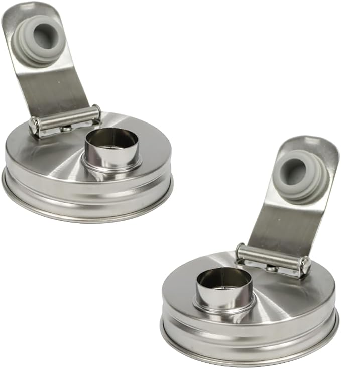 Mason Jar Pour Spout Lid Stainless Steel,Pour Spout Flip Cap Lids for Mason Jars,No Rust Leaking Proof for Home Brewing Fruit Fermenting Drinks Airtight(2PCS) (Regular Mouth)