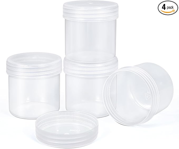 TSA Approved Wide Mouth Travel Size Containers, PP Clear Leak Proof Travel Plastic Jars with Lids for Creams Lotion Cosmetic, Jewelry Beads, Sample, Small Items Storage (3.4 oz, 4 Pcs)