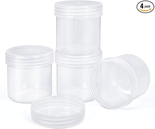 TSA Approved Wide Mouth Travel Size Containers, PP Clear Leak Proof Travel Plastic Jars with Lids for Creams Lotion Cosmetic, Jewelry Beads, Sample, Small Items Storage (3.4 oz, 4 Pcs)