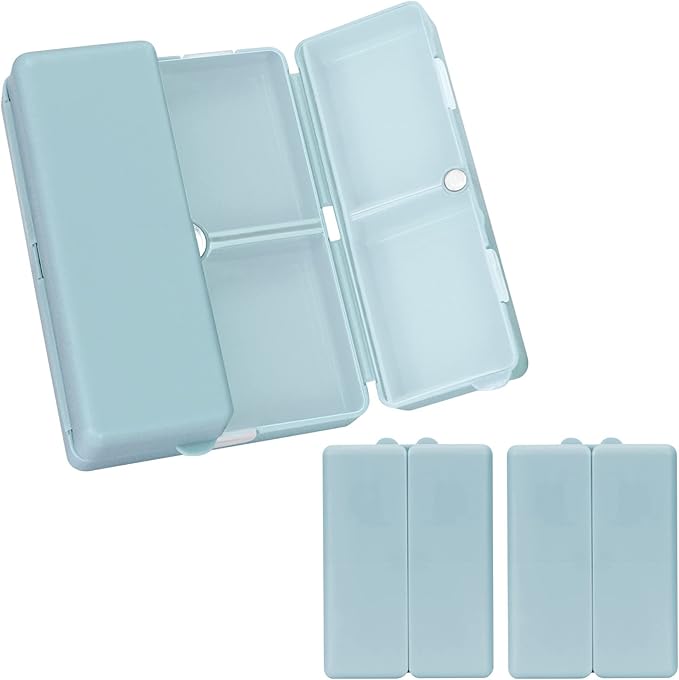 FYY Daily Pill Organizer,2 Pcs 7 Compartments Portable Pill Case Travel Pill Organizer,[Folding Design] Pill Box for Purse Pocket to Hold Vitamins,Cod Liver Oil,Supplements and Medication-Blue