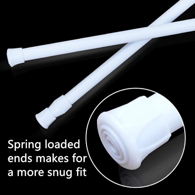 4 Pack Spring Tension Curtain Rod, 23.6-43.3 Inches Tension Rods Cupboard Bars Adjustable Spring Steel Tensions Rod Shower Rod Closet Rod