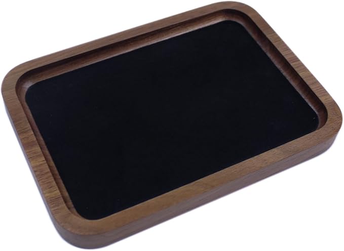 Walnut Solid Wood Square Jewelry Display Valet Tray Dish for Elegant Presentation of Your Finest Pieces, Perfect for Personal Use Men Gift 6.9"