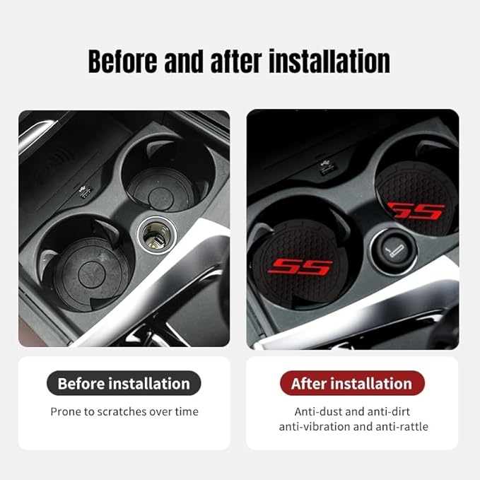 2Pcs Car Cup Holder Coaster for Camaro SS Accessories Auto Anti Slip Cup Holder Insert Coaster Car Interior Accessories (SS)