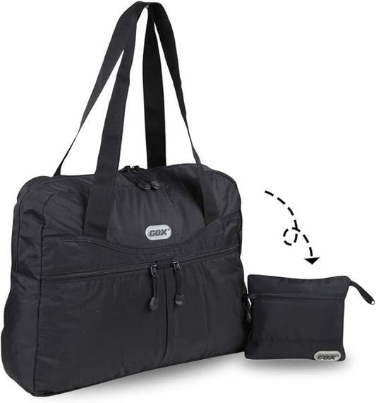 GOX Packable Duffel Bag for travel Foldable Tote Bag Travel Tote Bags for Women(Black)