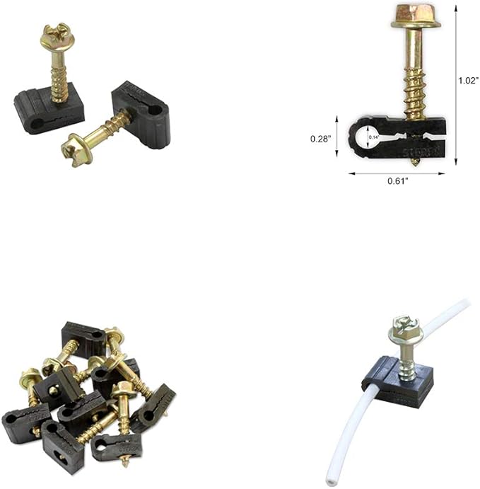 STEREN Coaxial Cable Clips - Cable Holder - Siding Clips for Hanging - Cord Holder for Desk - Cable Clamps - Cord Clip - Wire Organizer Clips - TV Mount Screws (Black, 100 Count - Mini Screw)