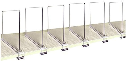CY craft Acrylic Shelf Divider,Wood Shelf Dividers,Clear Closet Shelf Separators Clothing Organizer Perfect for Bedroom Shelving Organization and Kitchen Cabinet Shelf Storage,6 PCS