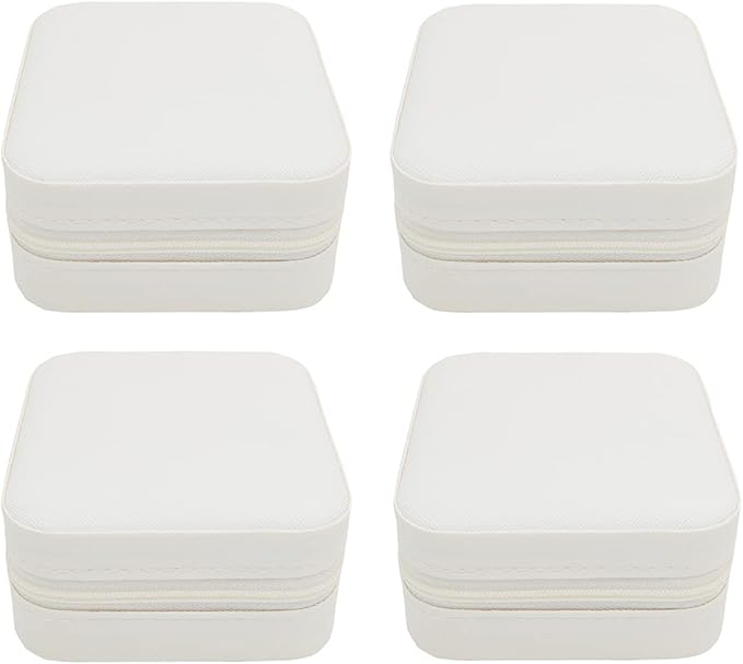Mini Jewelry Case, Small Travel Jewelry Organizer, Portable Jewelry Box Storage Display Box For Rings, Earrings, Necklaces (White-4)