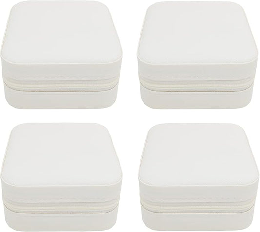 Mini Jewelry Case, Small Travel Jewelry Organizer, Portable Jewelry Box Storage Display Box For Rings, Earrings, Necklaces (White-4)