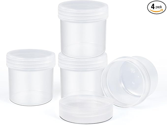TSA Approved Wide Mouth Travel Size Containers, PP Clear Leak Proof Travel Plastic Jars with Lids for Creams Lotion Cosmetic, Jewelry Beads, Sample, Small Items Storage (1 oz, 4 Pcs)