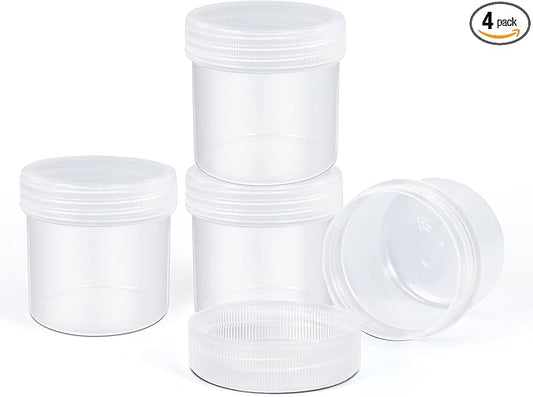 TSA Approved Wide Mouth Travel Size Containers, PP Clear Leak Proof Travel Plastic Jars with Lids for Creams Lotion Cosmetic, Jewelry Beads, Sample, Small Items Storage (1 oz, 4 Pcs)