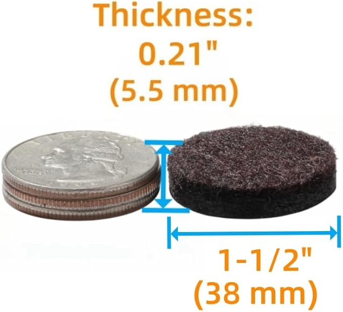 Furnigear Felt Furniture Pads for Hardwood Floors - Self-Adhesive Chair Felt Pad, Floor Protector for Furniture Feet, Furniture Slider Moving Furniture Smoothly, Anti-Scratch 48 Pcs 1-1/2" Round Brown