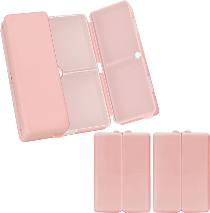 FYY Daily Pill Organizer,2 Pcs 7 Compartments Portable Pill Case Travel,Folding Design Pill Box for Purse Pocket to Hold Vitamins,Cod Liver Oil,Supplements and Medication-Pink