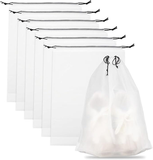 Teskyer Transparent Shoe Bags for Travel, 15.7" x 11.8" Waterproof Portable Travel Shoe Storage Bags for Packing - Travel Essentials for Men & Women, 6 PCS