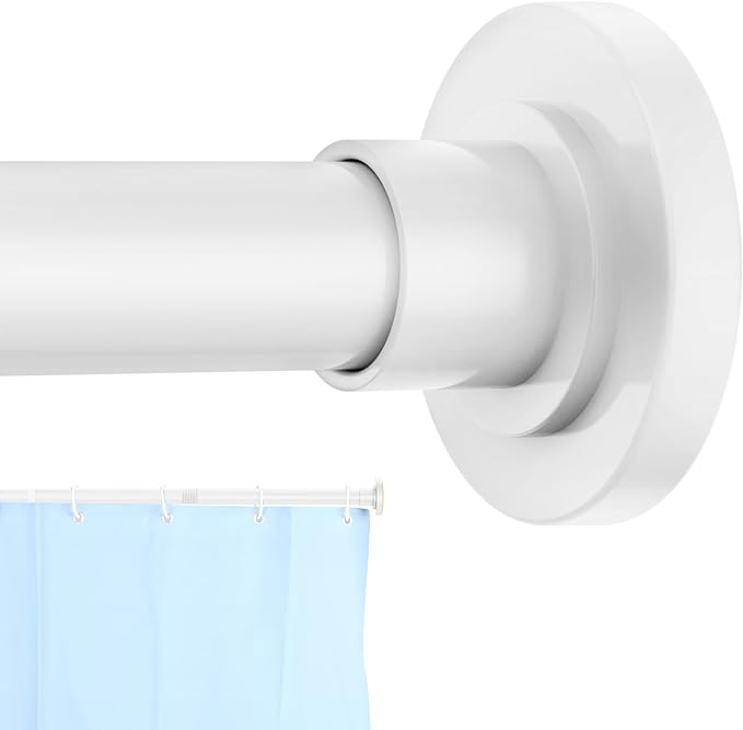 CorkLatta White Shower Curtain Rod 31 to 68 Inch, 1 Inch Diameter Adjustable Spring Tension Stainless Steel Telescoping Rod, Easy Install, No Rust