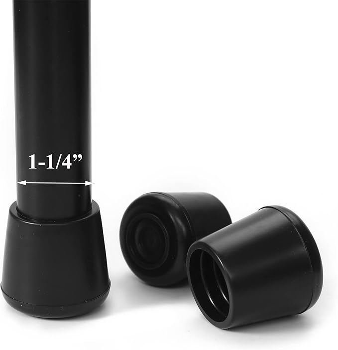 Chair Leg Tips Caps-Non Slip Rubber Leg Tips 1-1/4” Inner Diameter, Furnigear Chair Leg Floor Protectors Round Black-24 Pack