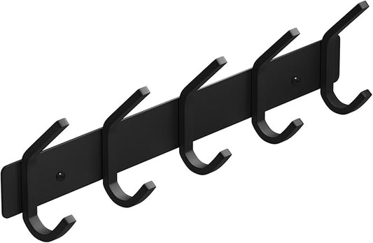 VAEHOLD Wall Hooks, Heavy-Duty Aluminum Towel Hooks for Hanging Coat, Hat, Key, Clothes, Closet Hook Wall Mount for Kitchen, Bathroom, Office (“C“ Shape Coat 5 Hooks 1 Pack)