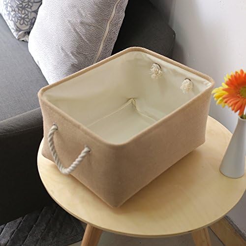 TheWarmHome Large Storage Basket - Fabric Storage Baskets for Organizing Shelves, Collapsible Storage Bin Organizer for Closet Bookself Laundry Dog Toy Home Organization, Decorative Beige Basket Gift