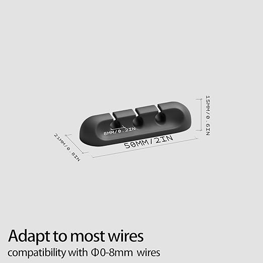 USB Cable Organizer Clips Cord Holder,12 Packs (3-Slots) Black Self Adhesive Desk Cord Cable Management