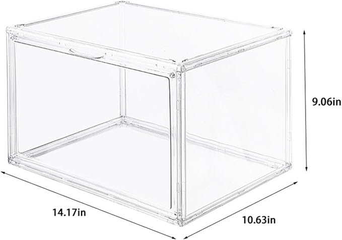 Fully transparent magnetic door shoes storage box for household use multifunctional plastic stackable dustproof shoe box space-saving