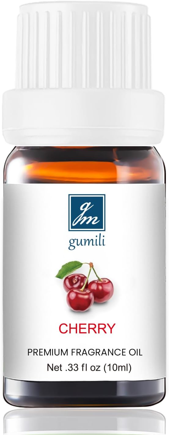 Cherry Essential Oil - Pure Organic Scent for Aromatherapy, Diffusers, Spray, Skin & Hair Care, Massage, DIY Candles & Soap, Perfume - Fruity Fragrance, 10mL