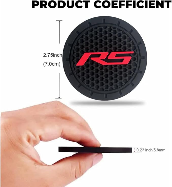 2Pcs Car Cup Holder Coaster for Camaro RS Accessories Auto Anti Slip Cup Holder Insert Coaster Car Interior Accessories (RS)