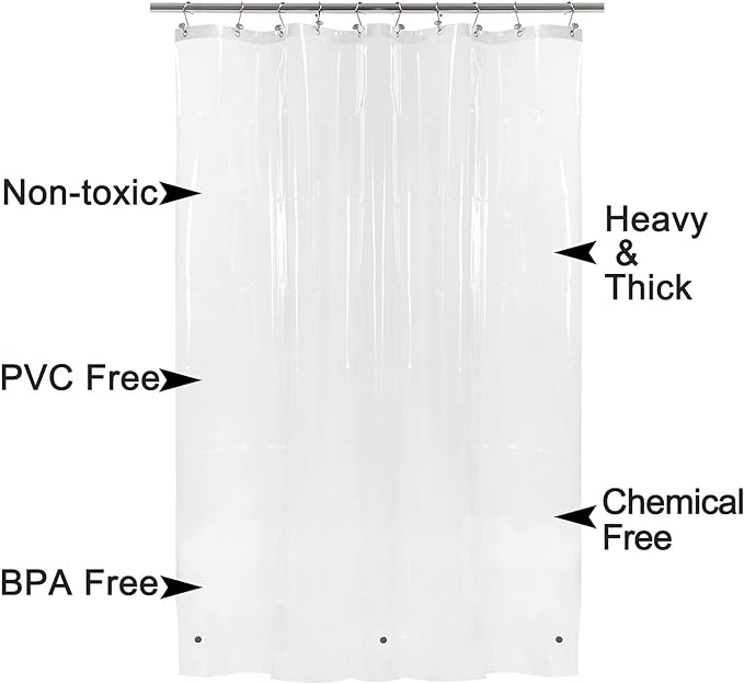 BAROSSA Design 48 inch Wide Stall Shower Curtain Liner with 3 Magnets - PEVA, Waterproof, PVC Free, Metal Grommets, Clear, 48x72