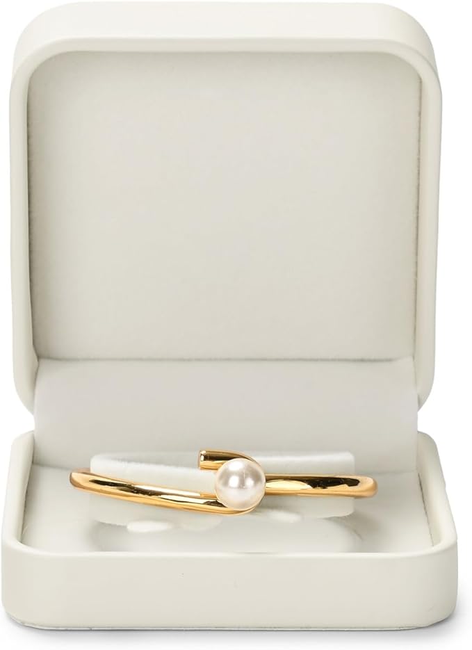 Oirlv Luxury Leather Bracelet Gift Box Jewelry Box Storage Case Organizer Holder for Bracelet Bangle (Creamy-white)
