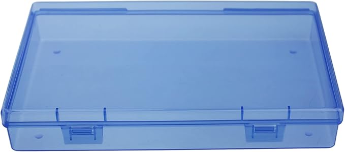 LJY 6 Pieces Rectangular Empty Mini Clear Plastic Organizer Storage Box Containers with Hinged Lids (7.1 x 4.3 x 1.2 inch, Blue)