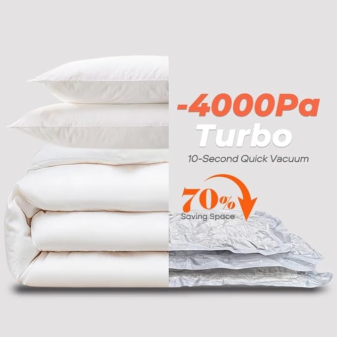 Vacbird Travel Vacuum Seal Bags, 8 Pack 34" Vacuum Storage Bags with Rechargeable Cordless Pump, Compression Packing for Clothing, Clothes, Blanket, Bedding, Space Saver for Suitcase, Luggage