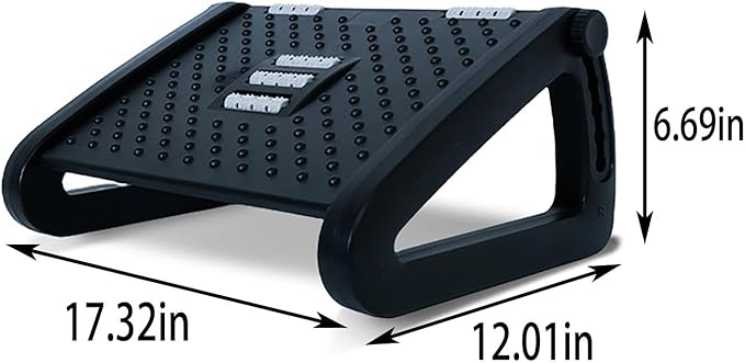 Under Desk Foot Rest for Office, Adjustable Ergonomic Accessories Portable Small Foot Stool Massager, Computer Foot Hammock Rest for High Gaming Chair Tall Footrest for Couch(Black)
