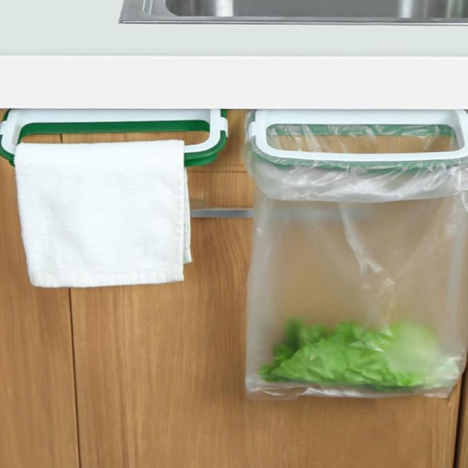 Unomor Kitchen Garbage Bag Holder over Cabinet Door Hanging Trash Bag Rack Space Saving Organizer for Pantry Laundry Utility Bathroom