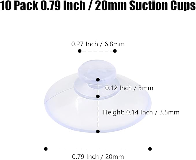 10 Pack Glass Table Suction Cups - 20mm Rubber Suckers, Anti-Collision, Desk Suction Pads