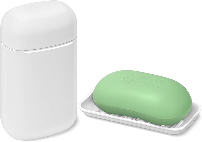 Travel Soap Case soap Holder,Leak Proof Soap Holder with Silicone Sealed lid,Keep Dry with Drainage Tray,Soap Dish for Travel, Gym, Bathroom, Outdoor, Camping, School(White)