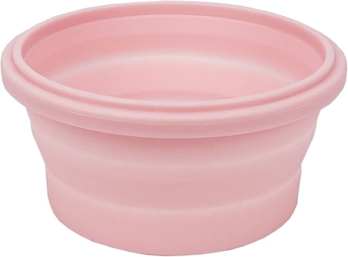 CCyanzi 3piece Round Collapsible Bowl with Lids, Silicone Food Storage Containers, Microwave & Freezer Safe, Space Saving for Kitchen Cabinet and Camping Backpack,(Pink)