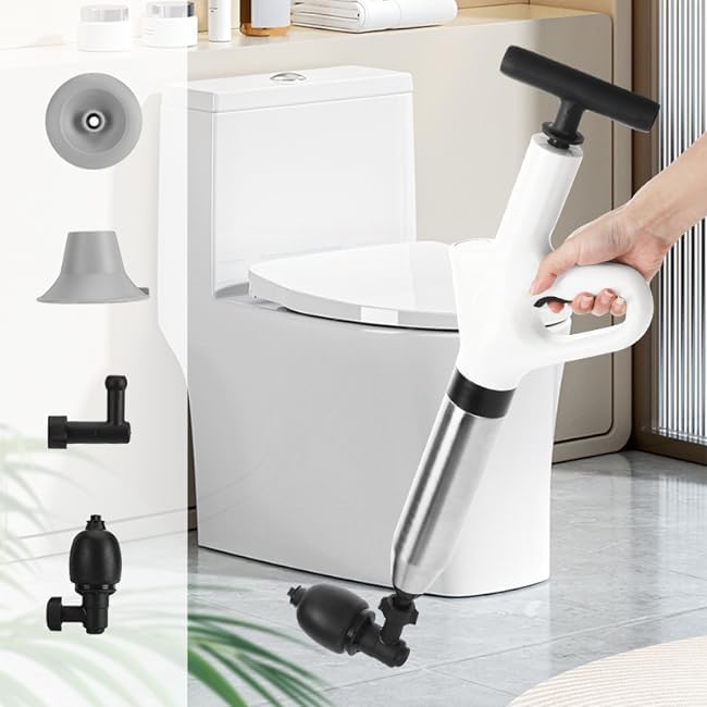 Unclog Toilet Plunger - Drain Clog Remover, High-Pressure Air pump plunger, Drain Blaster with Real-Time Barometer Drain Snake Sink Plunger Plumbing Tools, Plungers for Bathroom, Toilet unclogger